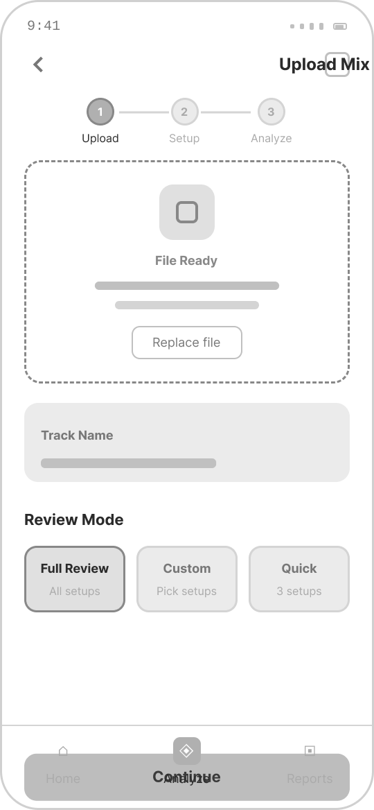 Upload Mix wireframe